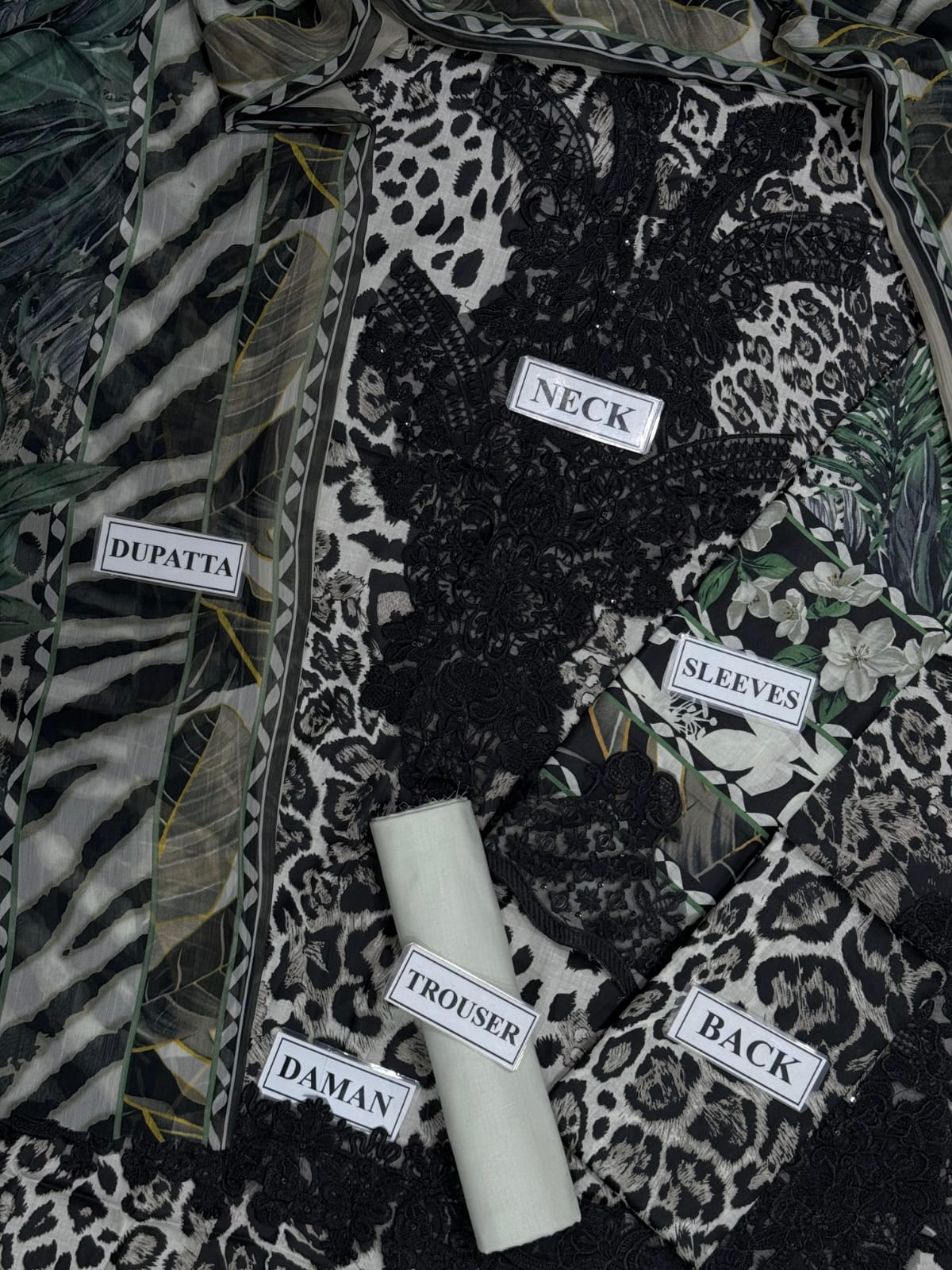 Black & White Animal Print Lawn Suit - Image 4