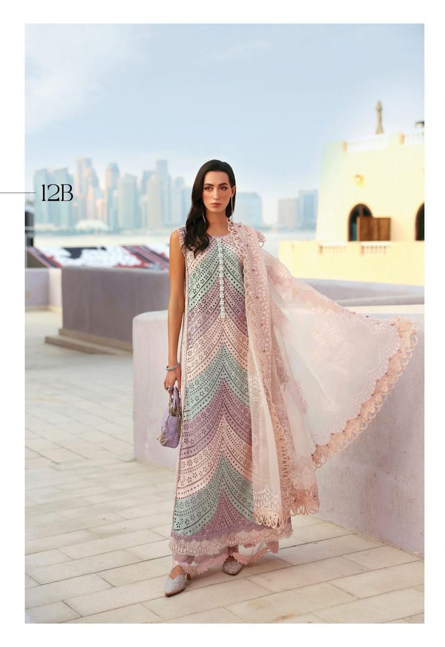 Pastel Chevron Chikankari Lawn Suit - Image 3